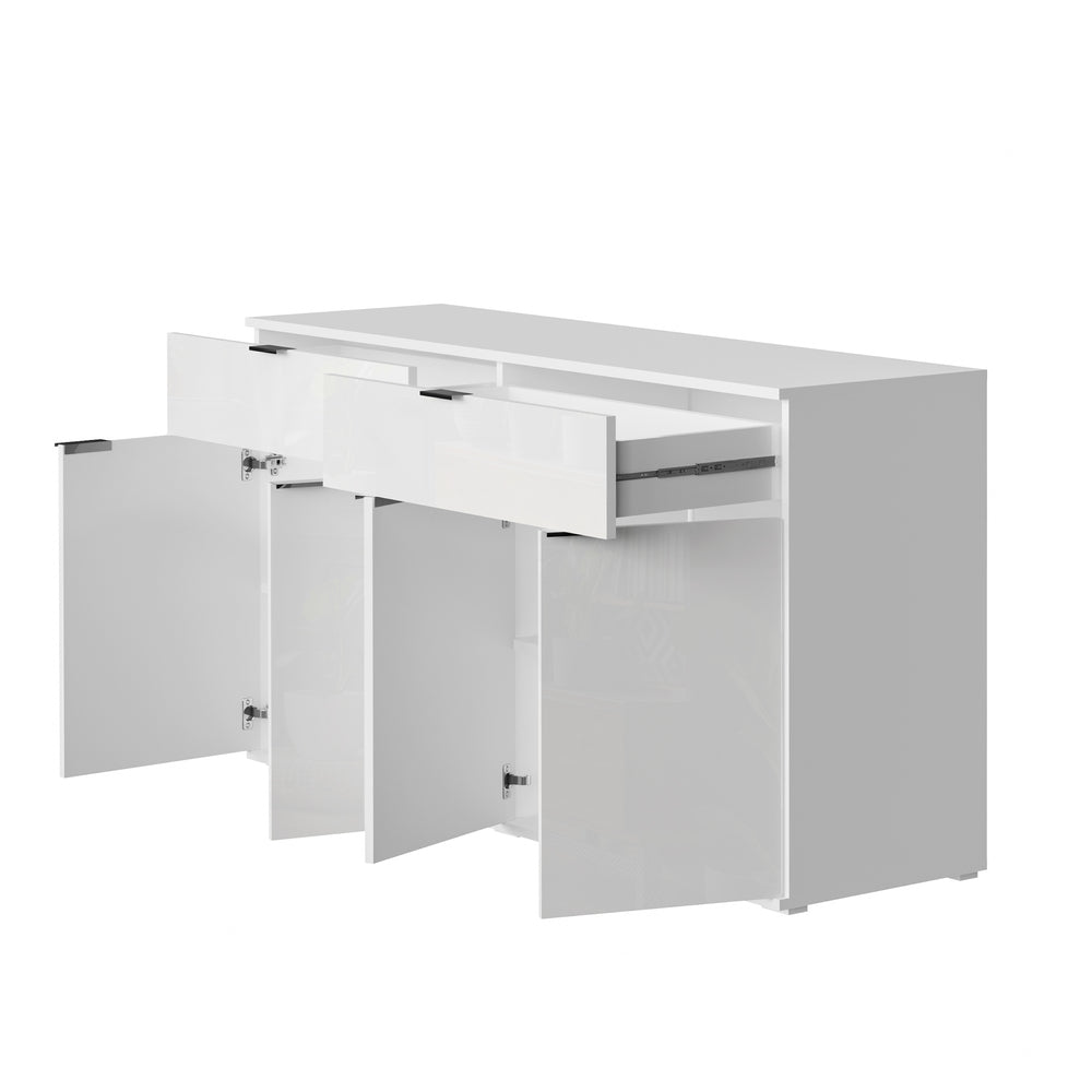 Oikiture Sideboard High Gloss 4 Doors 2 Drawers White
