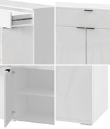 Oikiture Sideboard High Gloss 4 Doors 2 Drawers White - Low Angle