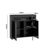 Oikiture Buffet Sideboard LED RGB High Gloss 2 Doors Black - Extra Image