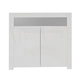 Oikiture Buffet Sideboard LED RGB High Gloss 2 Doors White