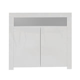 Oikiture Buffet Sideboard LED RGB High Gloss 2 Doors White - Side View