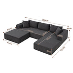 Artiss Modular Sectional Sofa Bed U-Shape 4-Seater Couch Chaise Ottoman Corduroy