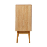 Oikiture Rattan Sideboard Hallway Shelf Wood