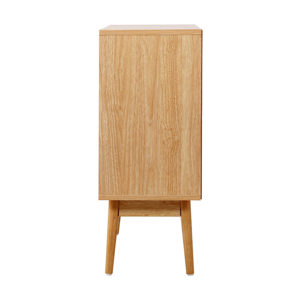 Oikiture Rattan Sideboard Hallway Shelf Wood