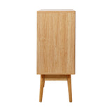 Oikiture Rattan Sideboard Hallway Shelf Wood - Side View