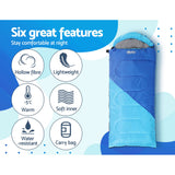 Weisshorn Sleeping Bag Kids Single 172cm Thermal Camping Hiking Blue - 45-Degree Angle
