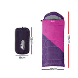 Weisshorn Sleeping Bag Kids Single 172cm Thermal Camping Hiking Pink - Front View