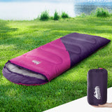 Weisshorn Sleeping Bag Kids Single 172cm Thermal Camping Hiking Pink - Low Angle