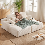 Artiss Double Chaise Lounge Sofa 2-Seater Modular Sofa Lounge Chair Couch Beige