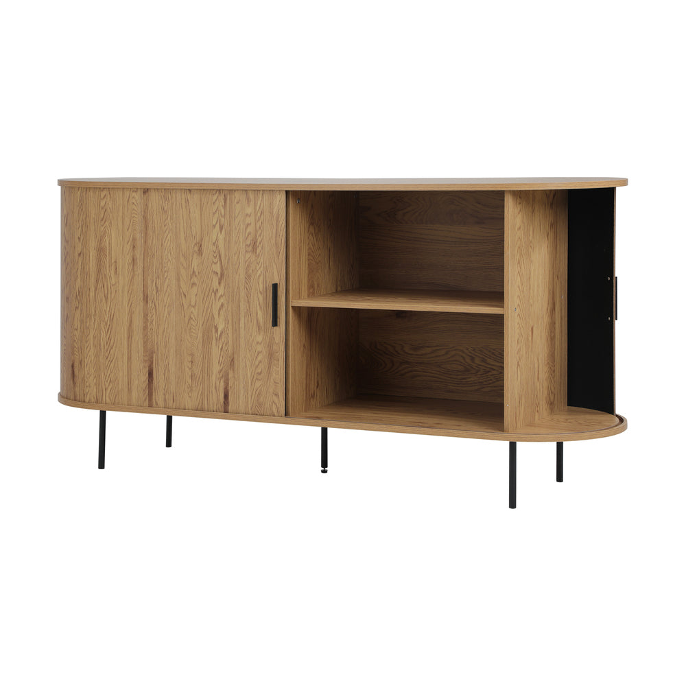 Oikiture Buffet Sideboard Sliding Doors Pantry Cabinet Natural