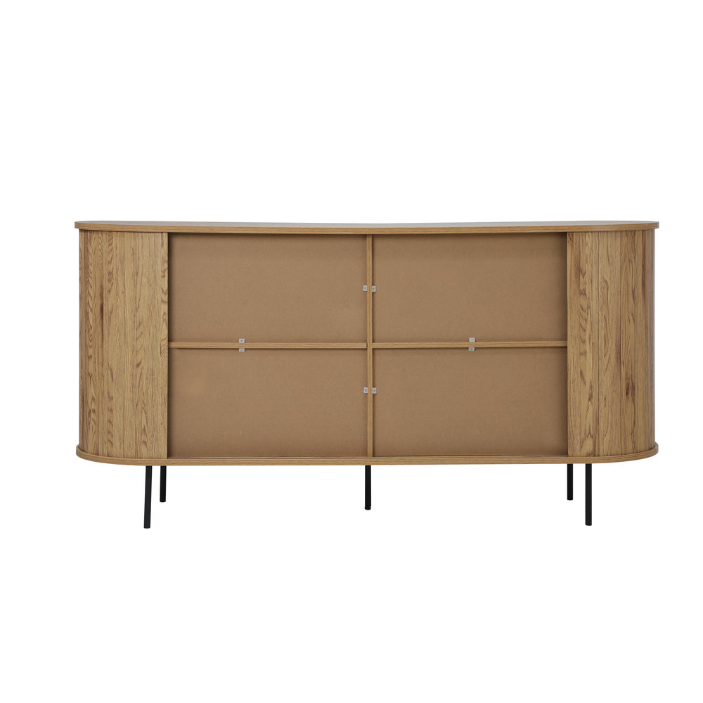 Oikiture Buffet Sideboard Sliding Doors Pantry Cabinet Natural
