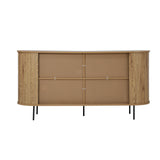 Oikiture Buffet Sideboard Sliding Doors Pantry Cabinet Natural - Rear View