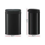 Devanti 50L Sensor Bin Motion Rubbish Automatic Black - Front View
