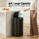 Devanti 50L Sensor Bin Motion Rubbish Automatic Black - Top-Down View