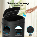 Devanti 50L Sensor Bin Motion Rubbish Automatic Black - 45-Degree Angle