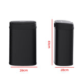 Devanti 50L Sensor Bin Motion Rubbish Automatic Black - Front View