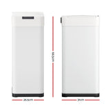 Devanti 50L Sensor Bin Motion Rubbish Bins Kitchen Automatic Trash Can White - Front View