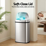 Devanti 50L Sensor Bin Motion Rubbish Automatic Silver - Rear View