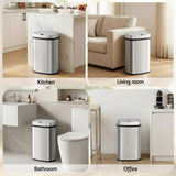 Devanti 50L Sensor Bin Motion Rubbish Automatic Silver - Close-Up Angle