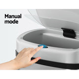 Devanti 50L Sensor Bin Motion Rubbish Automatic Silver - 45-Degree Angle