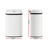 Devanti 50L Sensor Bin Motion Rubbish Automatic White - Front View