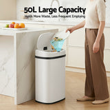 Devanti 50L Sensor Bin Motion Rubbish Automatic White - Top-Down View