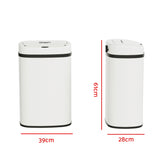 Devanti 50L Sensor Bin Motion Rubbish Automatic White - Front View