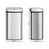 Devanti 60L Sensor Bin Motion Rubbish Automatic Silver - Front View