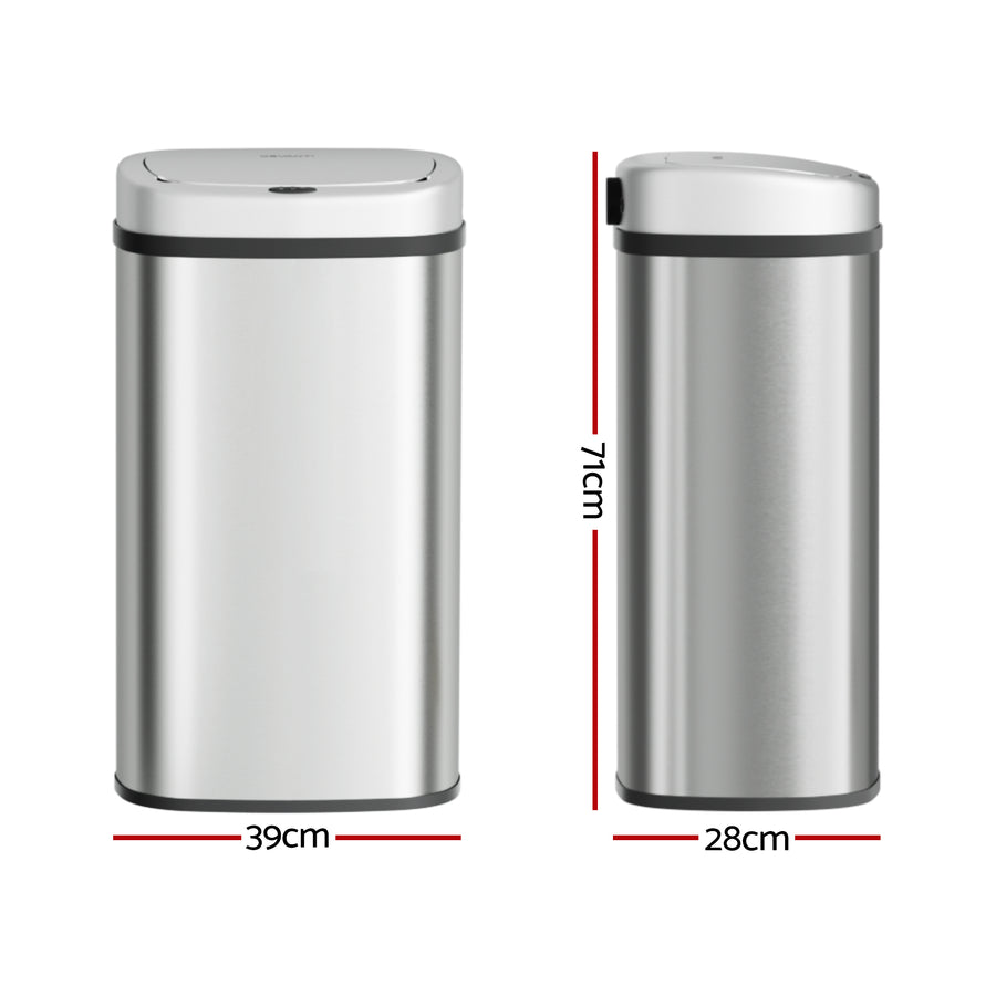 Devanti 60L Sensor Bin Motion Rubbish Automatic Silver, image 2
