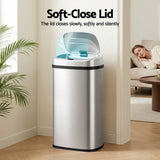 Devanti 60L Sensor Bin Motion Rubbish Automatic Silver - Rear View
