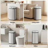 Devanti 60L Sensor Bin Motion Rubbish Automatic Silver - Close-Up Angle
