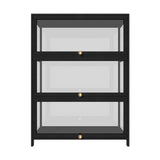 Oikiture Display Cabinet 3 Tiers Clear Door Black
