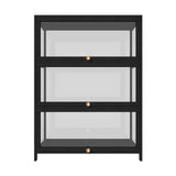 Oikiture Display Cabinet 3 Tiers Clear Door Black - Side View