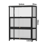 Oikiture Display Cabinet 3 Tiers Clear Door Black