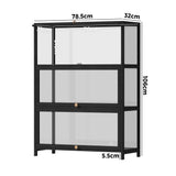 Oikiture Display Cabinet 3 Tiers Clear Door Black - Low Angle