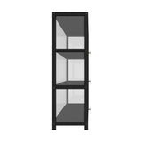 Oikiture Display Cabinet 3 Tiers Clear Door Black - 45-Degree Angle