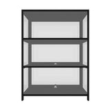 Oikiture Display Cabinet 3 Tiers Clear Door Black
