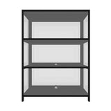 Oikiture Display Cabinet 3 Tiers Clear Door Black - Close-Up Angle