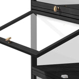 Oikiture Display Cabinet 3 Tiers Clear Door Black - Front View
