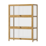 Oikiture Display Cabinet 3-Tier Shelves Clear Oak