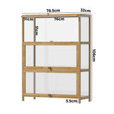Oikiture Display Cabinet 3-Tier Shelves Clear Oak - Top-Down View