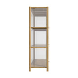 Oikiture Display Cabinet 3-Tier Shelves Clear Oak