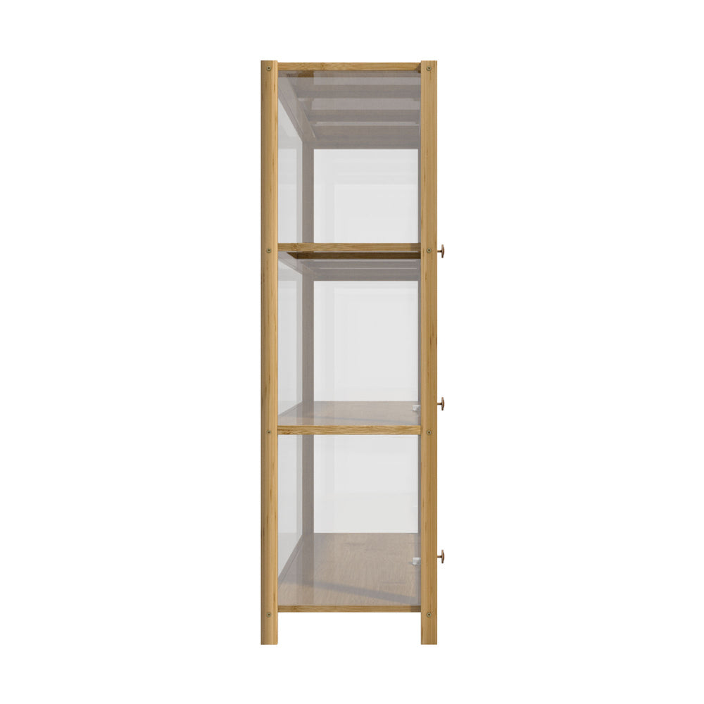Oikiture Display Cabinet 3-Tier Shelves Clear Oak