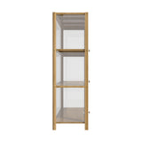 Oikiture Display Cabinet 3-Tier Shelves Clear Oak - 45-Degree Angle