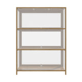 Oikiture Display Cabinet 3-Tier Shelves Clear Oak