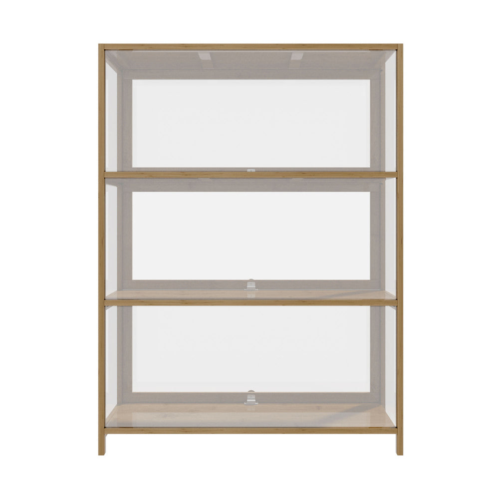 Oikiture Display Cabinet 3-Tier Shelves Clear Oak
