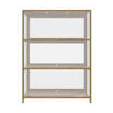 Oikiture Display Cabinet 3-Tier Shelves Clear Oak - Side View