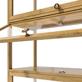 Oikiture Display Cabinet 3-Tier Shelves Clear Oak