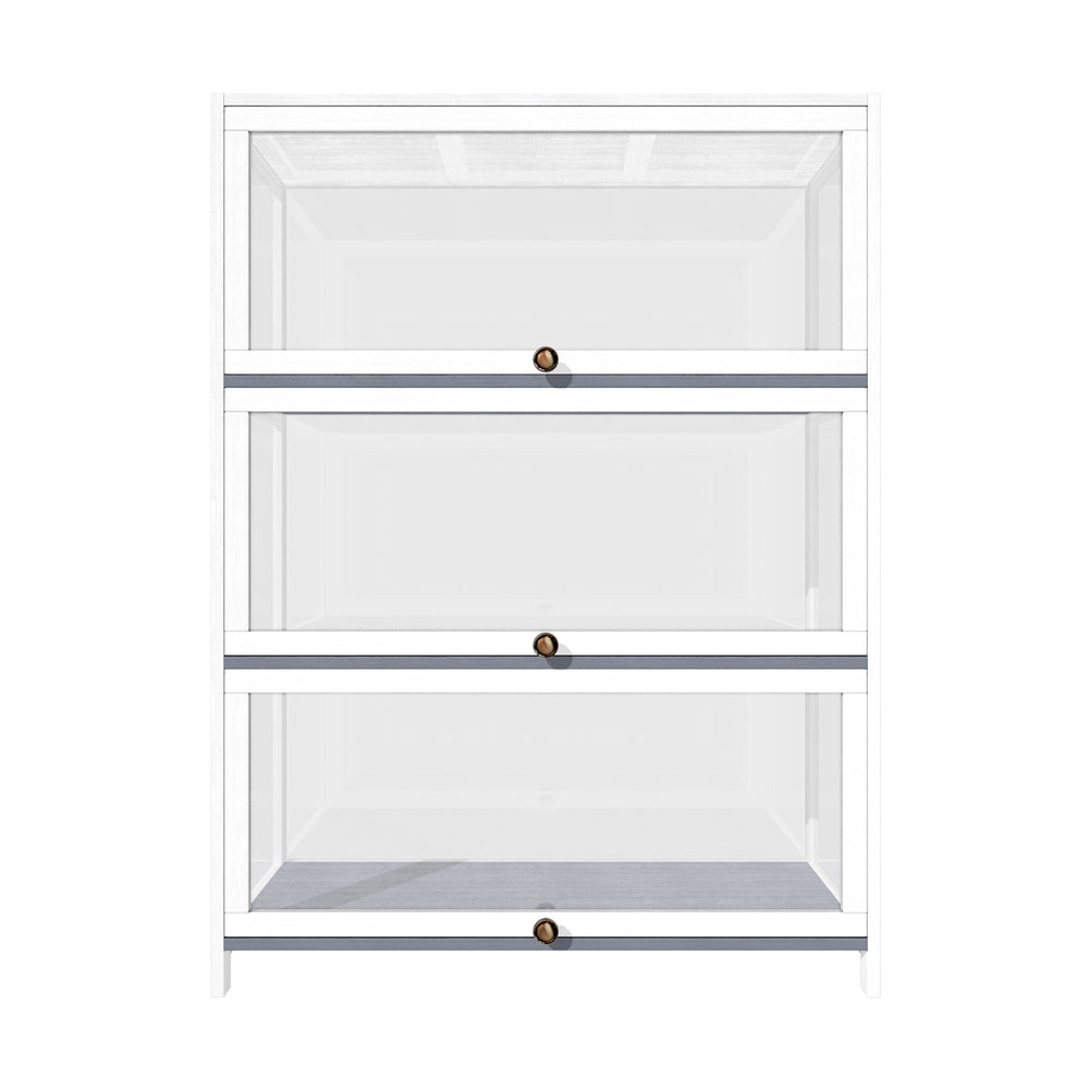Oikiture Display Cabinet 3 Tiers Clear Door White