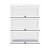 Oikiture Display Cabinet 3 Tiers Clear Door White